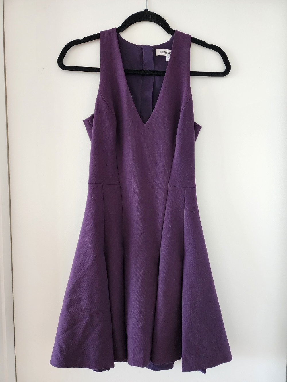 Elizabeth and James Purple V-Neck Fit-and-Flare Mini Dress Size 0